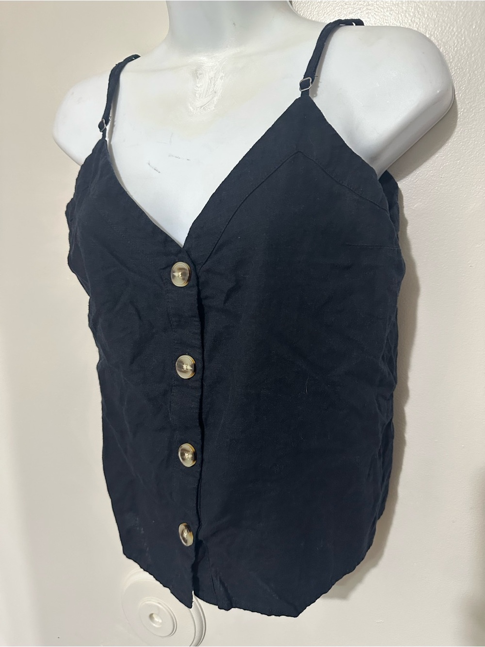 Abercrombie & Fitch Black Button‑Front Cami Top Size M Casual Summer Style